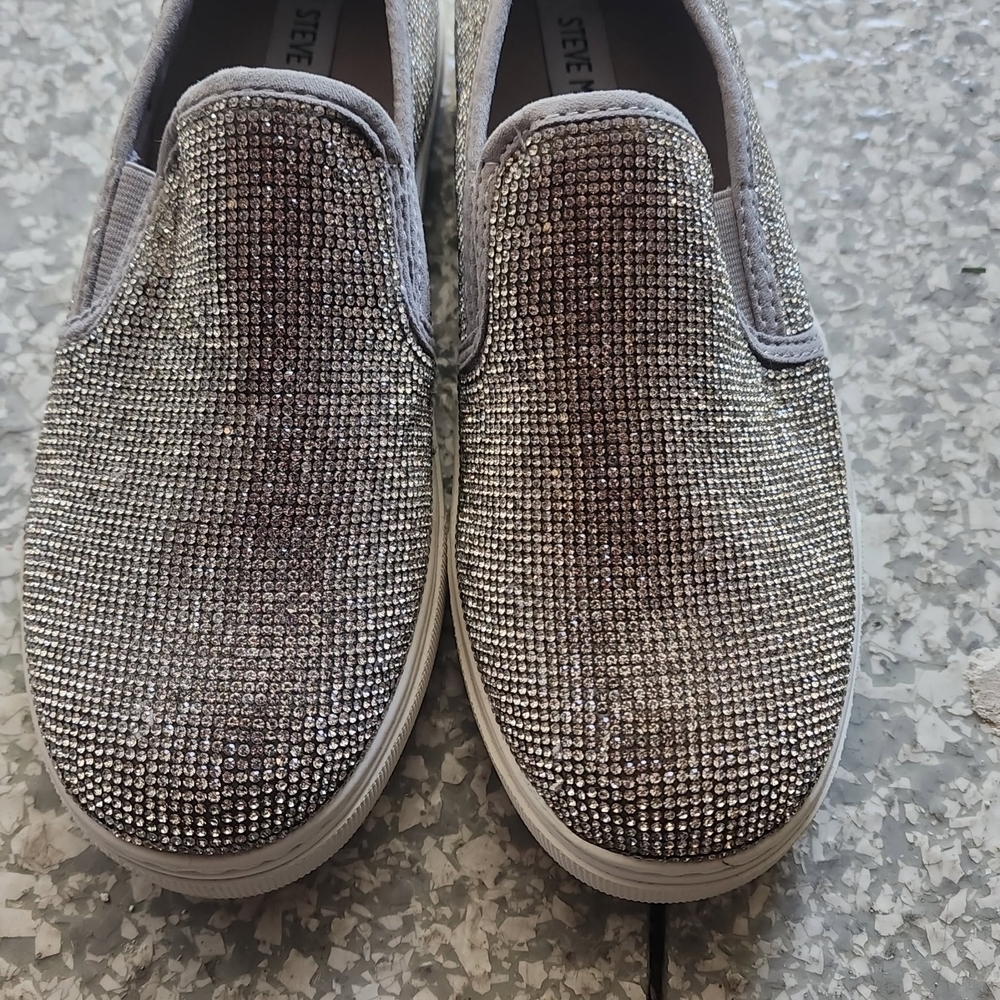 Steve Madden Silver Crystal Slip-On Sneakers